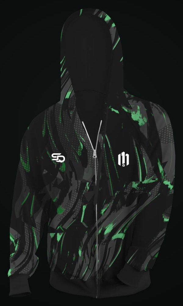 M11 Football Coaching rain coat in the unified black and green pattern